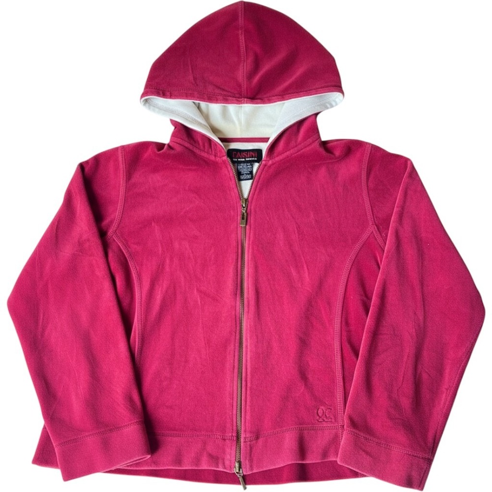Oleg Cassini Cassini Mens Raspberry Pink Velour Full Zip Hoodie Sweatshirt M